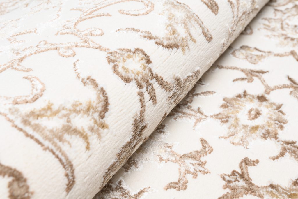 Tapis Hera Vintage Crème Beige Bordure Effet 3D