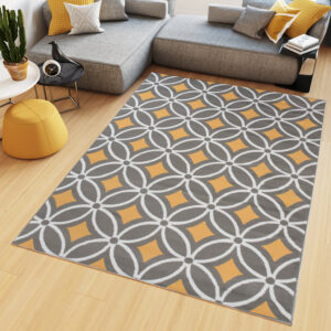Tapis Maya Gris Jaune Géométrique Mosaïque