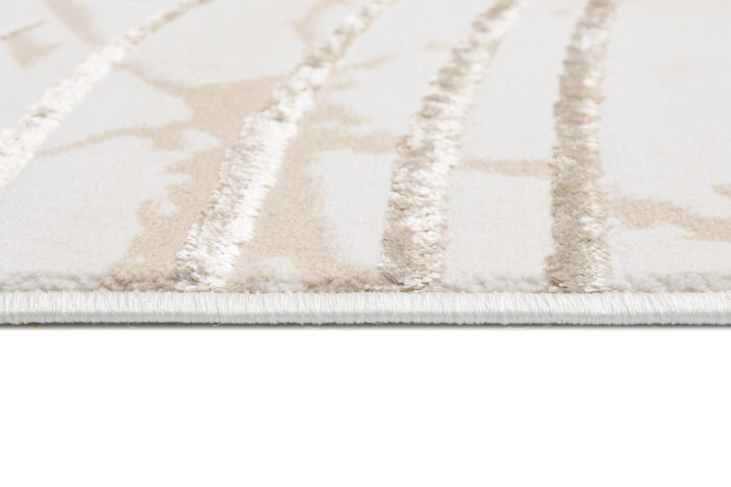 Tapis Golden Crème Or Vert Feuilles