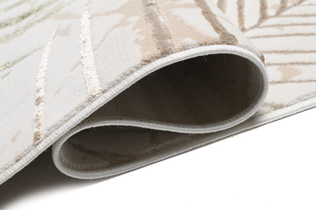 Tapis Golden Crème Or Vert Feuilles