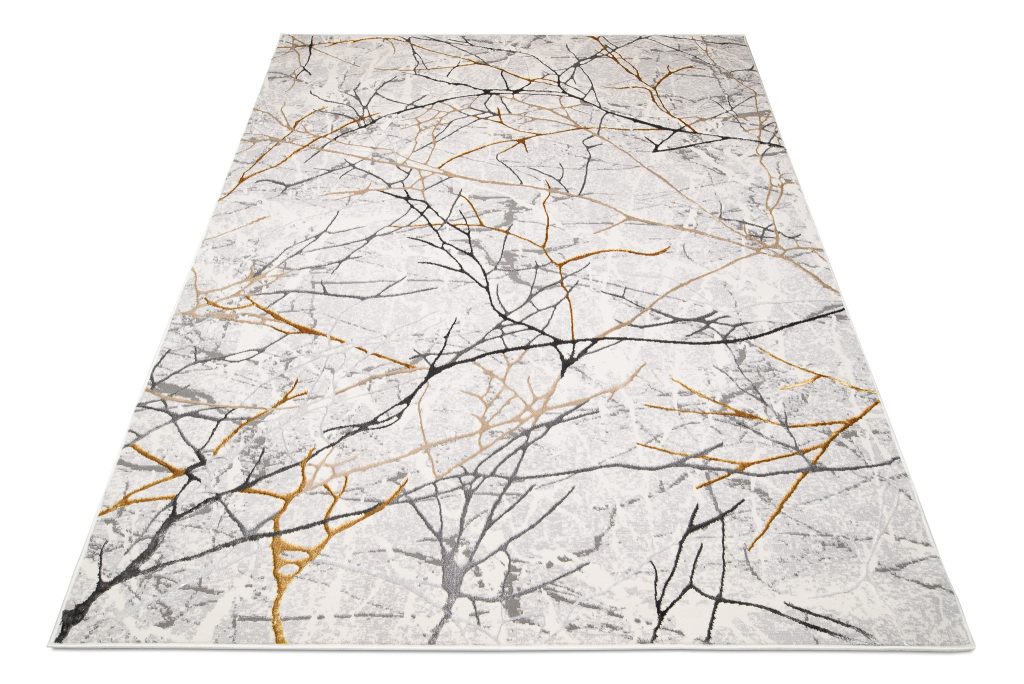 Tapis Golden Gris Or Marron Lignes