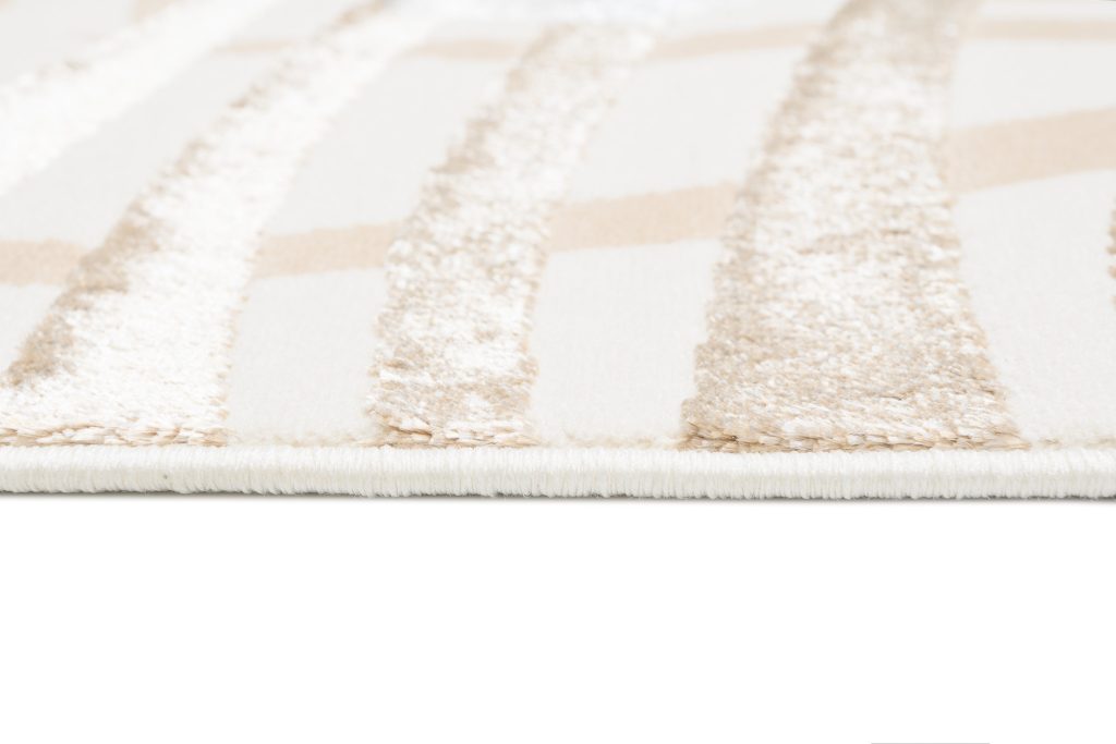 Tapis Golden Crème Or Beige Feuilles