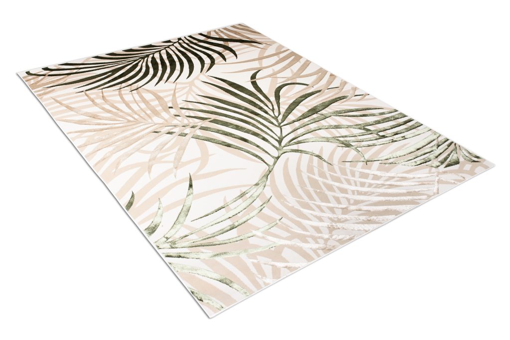Tapis Golden Crème Beige Vert Feuilles