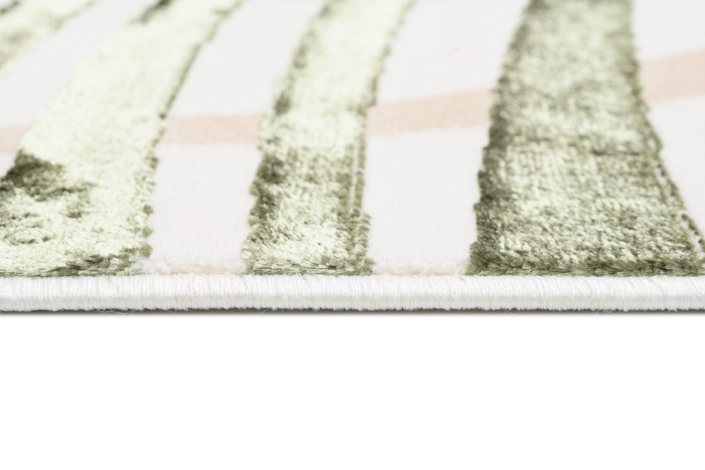 Tapis Golden Crème Beige Vert Feuilles