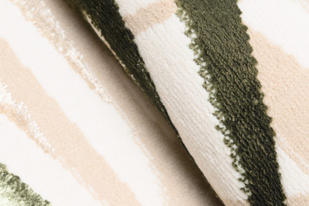Tapis Golden Crème Beige Vert Feuilles