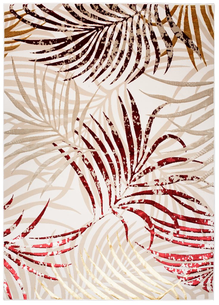 Tapis Golden Crème Beige Rouge Feuilles