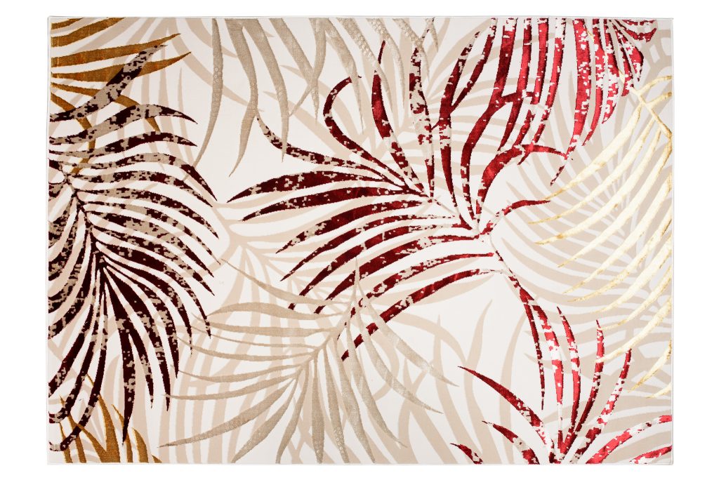 Tapis Golden Crème Beige Rouge Feuilles