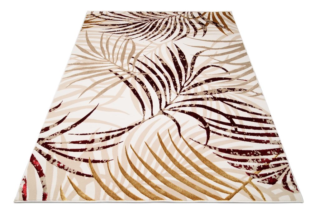Tapis Golden Crème Beige Rouge Feuilles