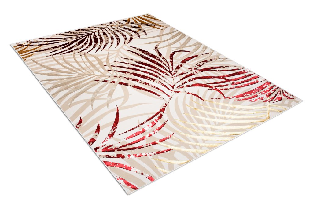 Tapis Golden Crème Beige Rouge Feuilles