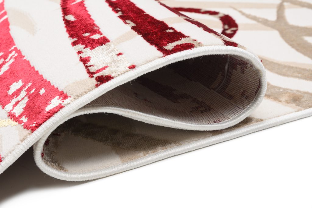 Tapis Golden Crème Beige Rouge Feuilles