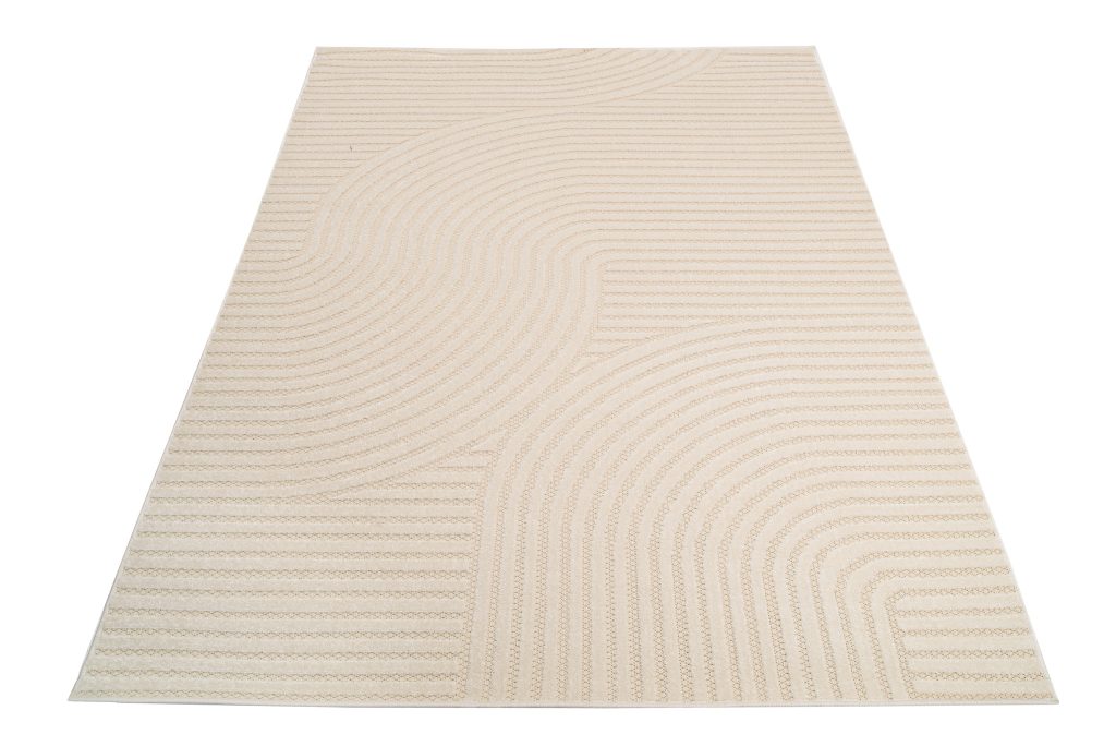 Tapis Extérieur Patio Crème Lignes