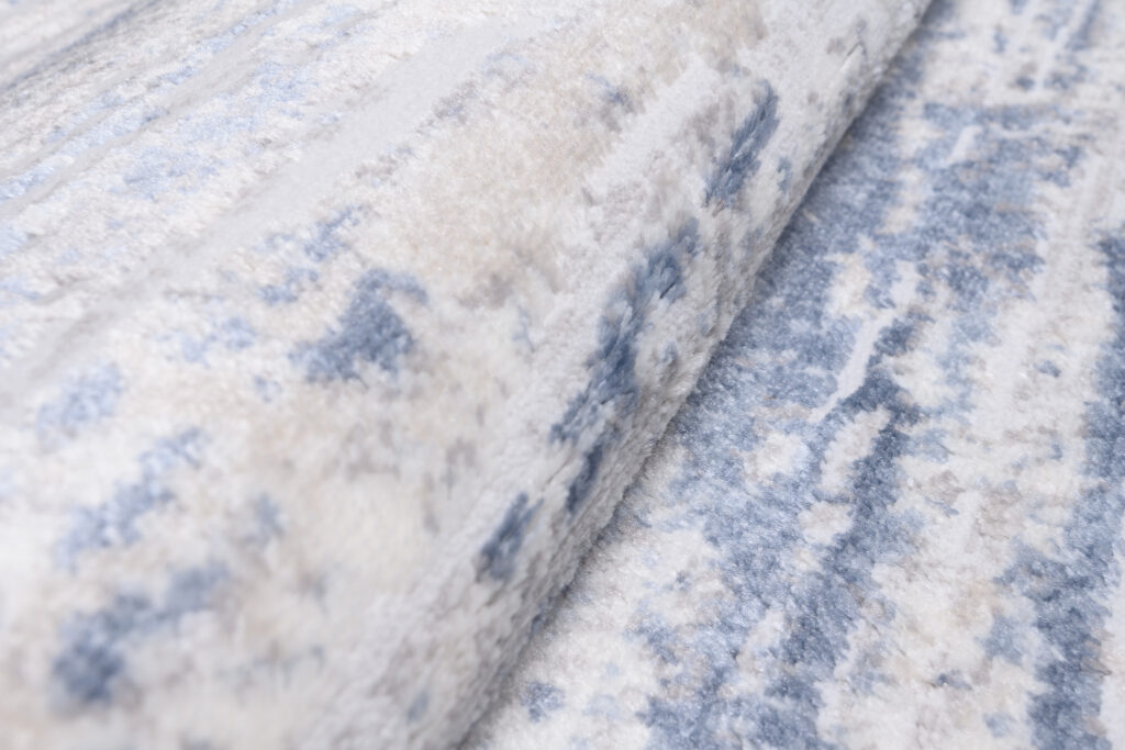 Tapis Sky Bleu Crème Moderne Rayé