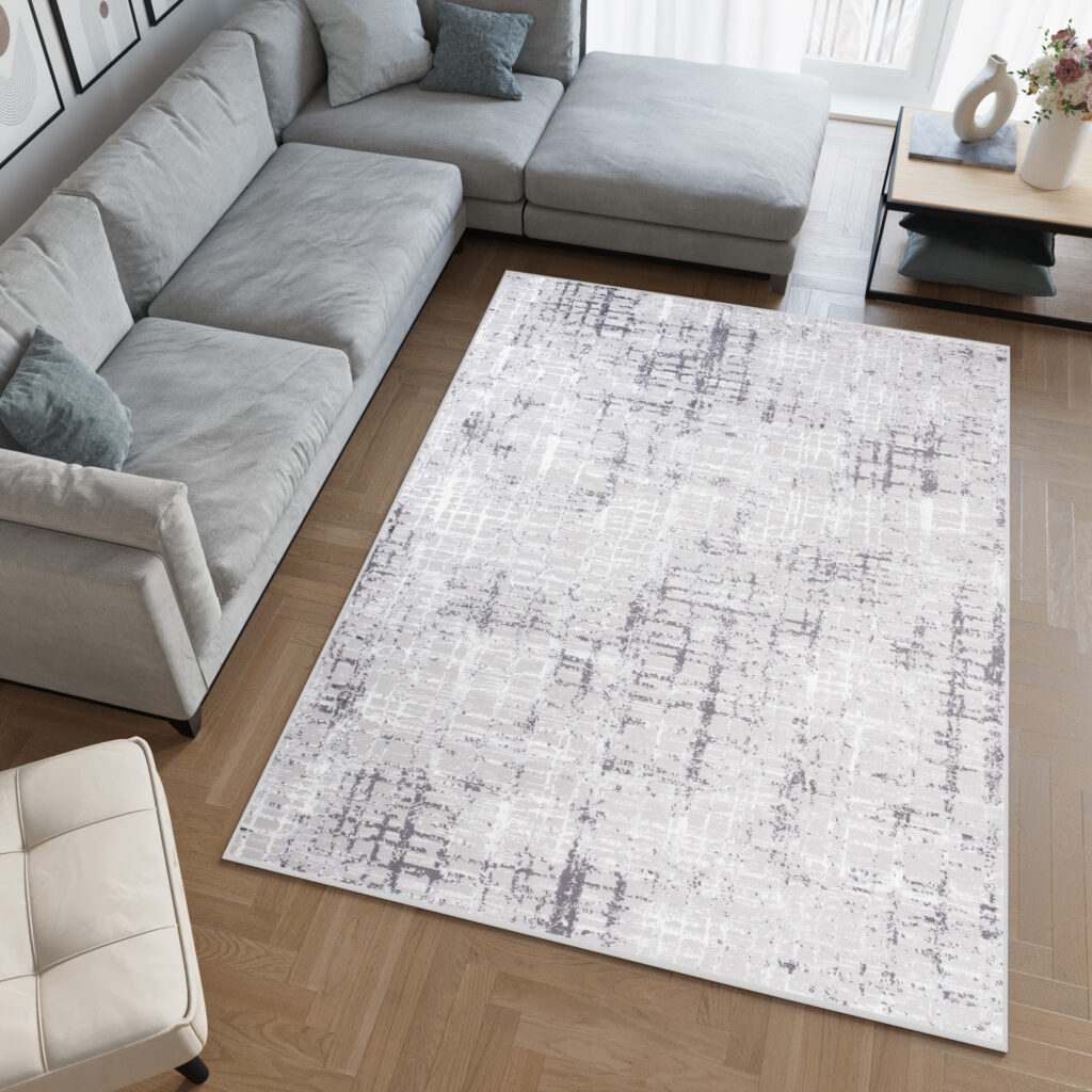 Tapis Sky Gris Moderne Carreaux