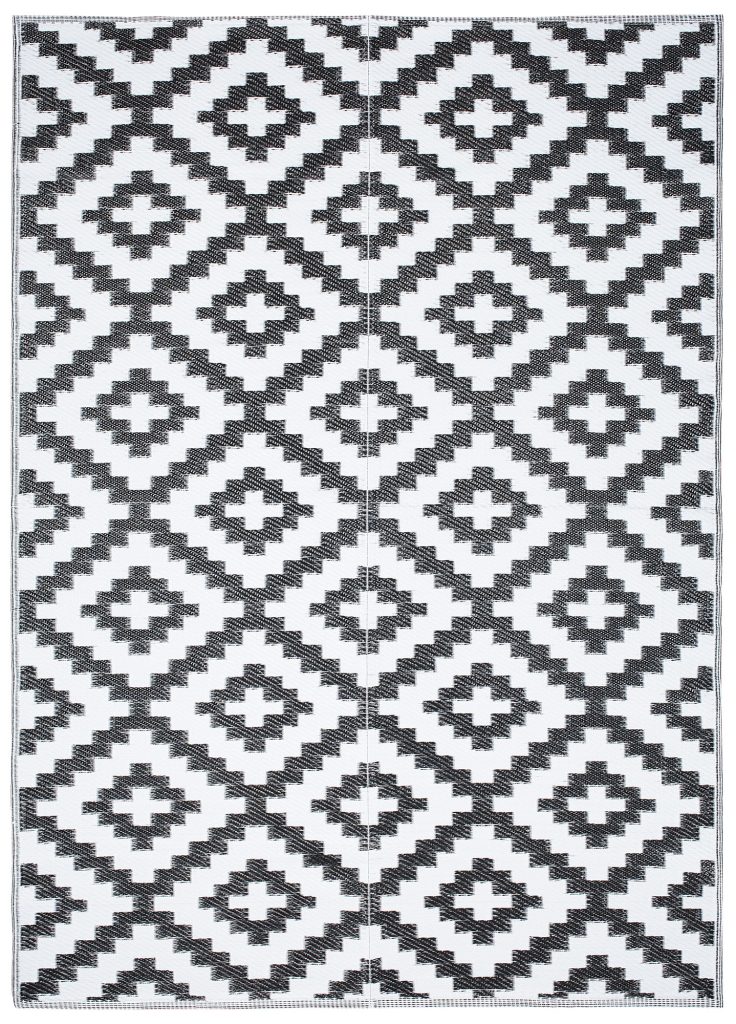 Tapis Ibiza Extérieur Réversible Imperméable Noir Blanc
