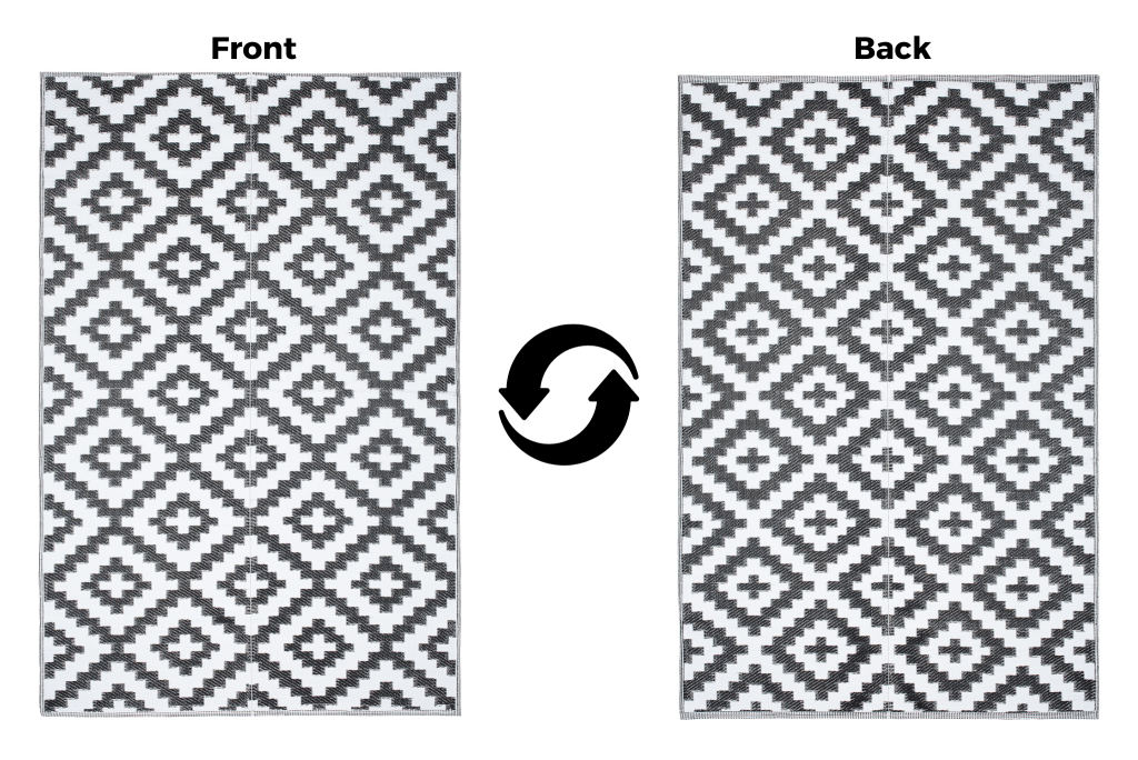 Tapis Ibiza Extérieur Réversible Imperméable Noir Blanc