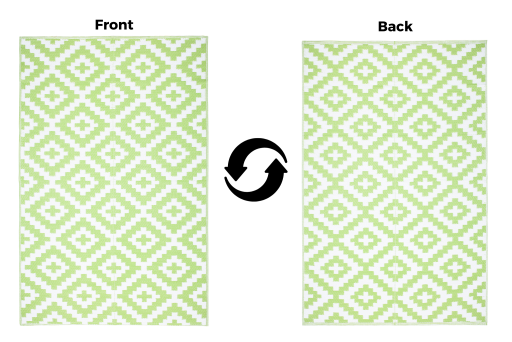 Tapis Ibiza Extérieur Réversible Imperméable Vert Blanc