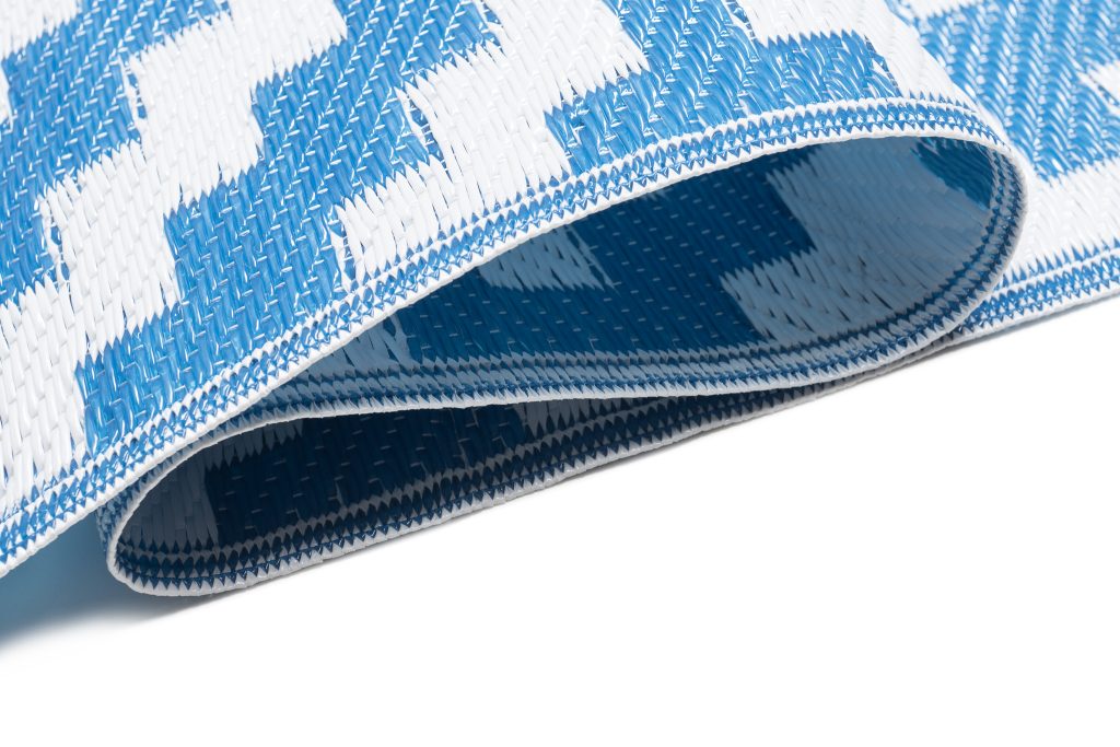 Tapis Ibiza Extérieur Réversible Imperméable Bleu Marine Blanc