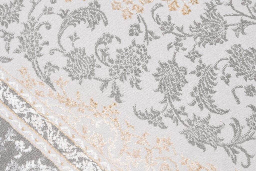 Tapis Hera Gris Crème Beige Rosace Effet 3D