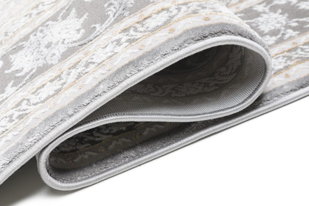 Tapis Hera Gris Crème Beige Rosace Effet 3D