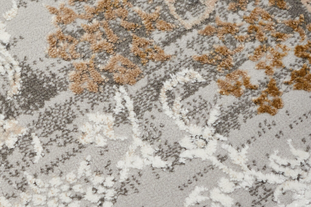 Tapis Hera Gris Beige Crème Rosace Effet 3D