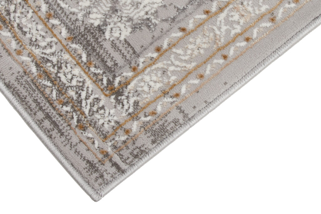 Tapis Hera Gris Beige Crème Rosace Effet 3D