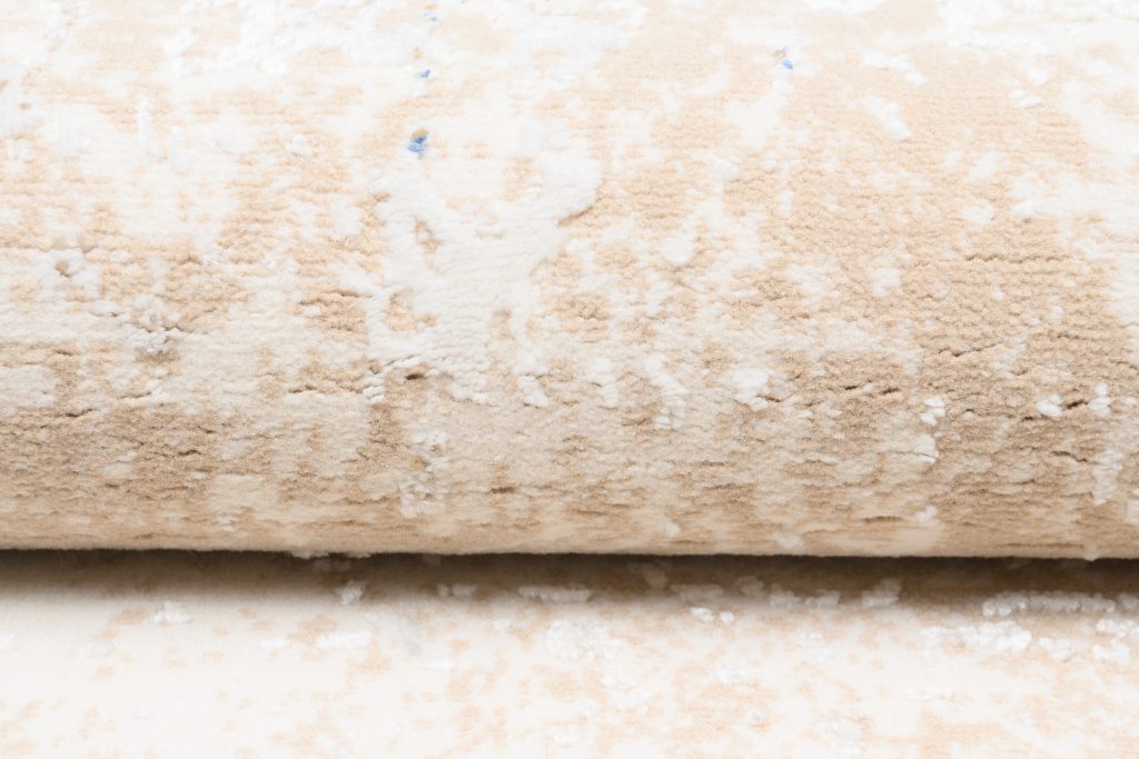 Tapis Hera Crème Beige Bleu Moderne Effet 3D