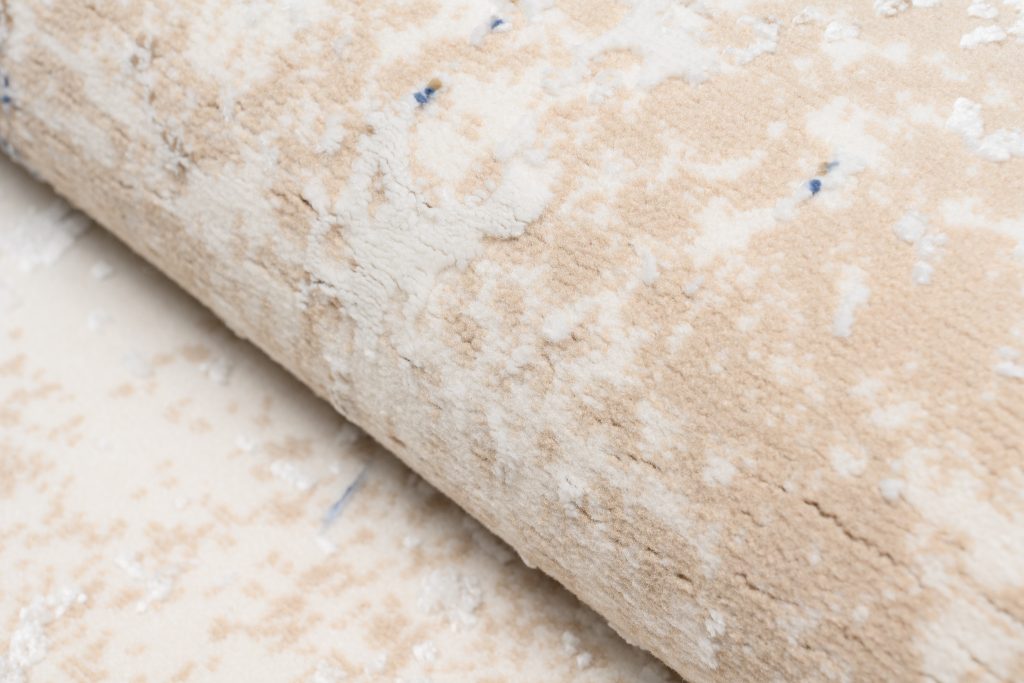Tapis Hera Crème Beige Bleu Moderne Effet 3D