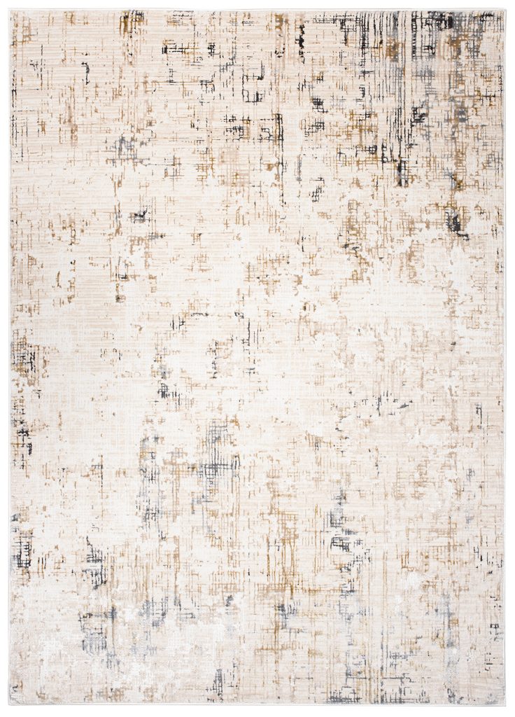 Tapis Hera Beige Crème Gris Abstrait Rayé Effet 3D