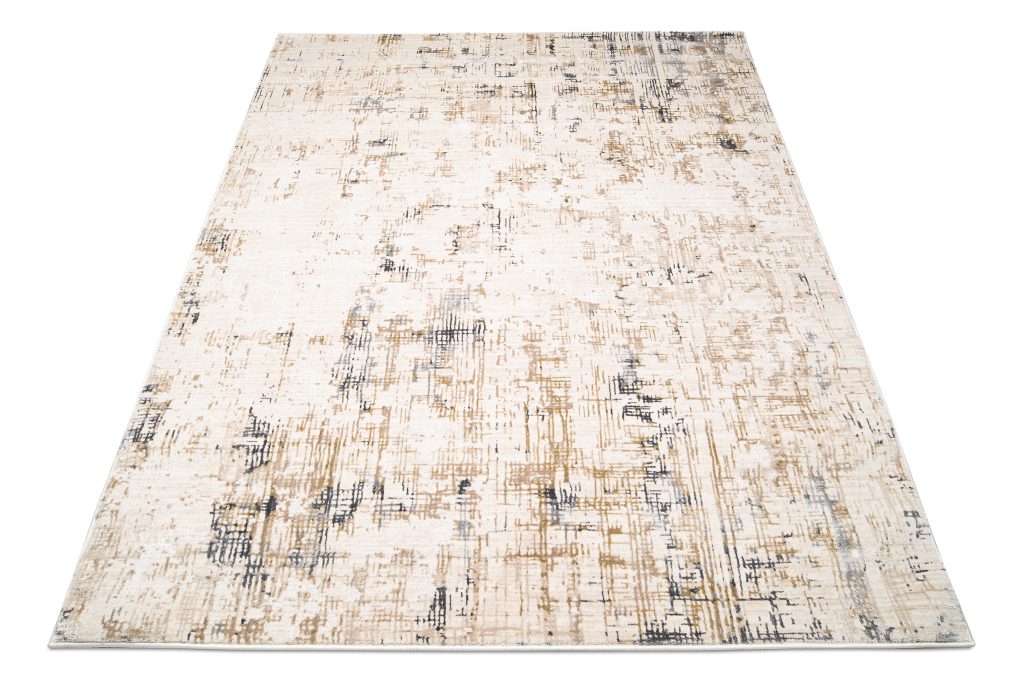 Tapis Hera Beige Crème Gris Abstrait Rayé Effet 3D
