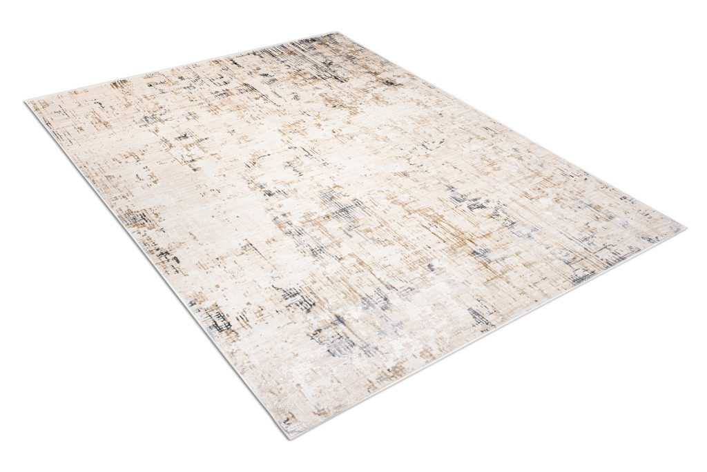 Tapis Hera Beige Crème Gris Abstrait Rayé Effet 3D