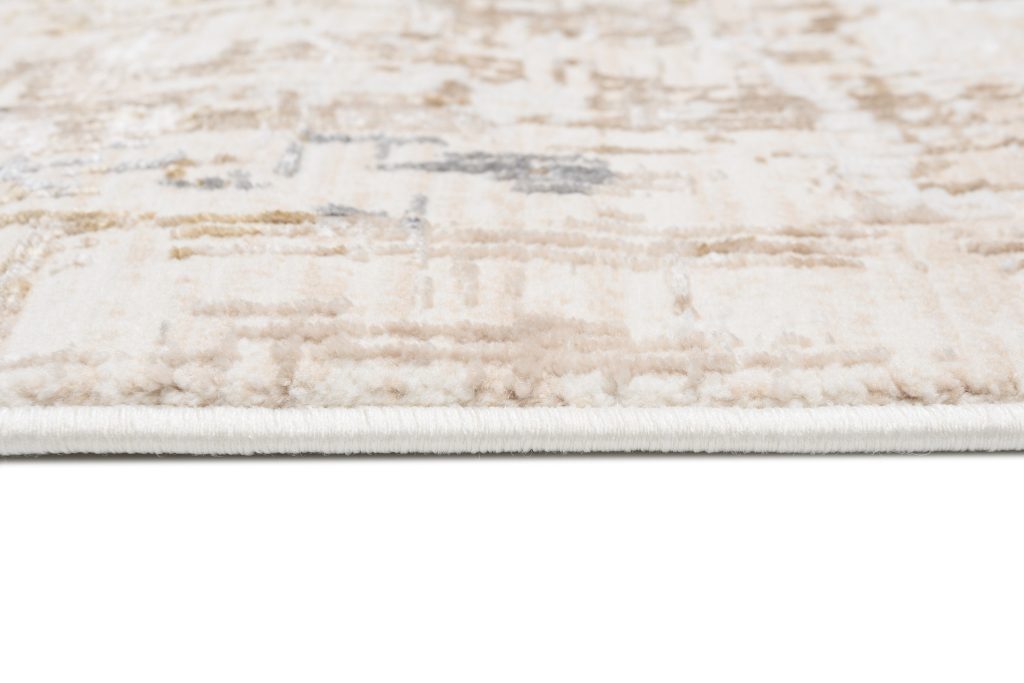 Tapis Hera Beige Crème Gris Abstrait Rayé Effet 3D