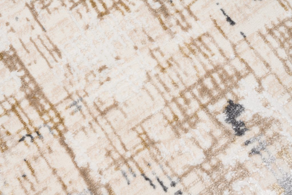 Tapis Hera Beige Crème Gris Abstrait Rayé Effet 3D