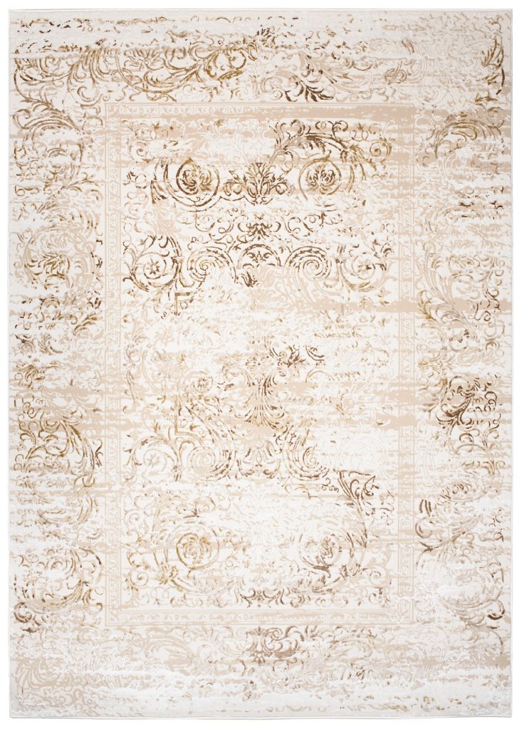 Tapis Hera Vintage Beige Crème Moucheté Effet 3D