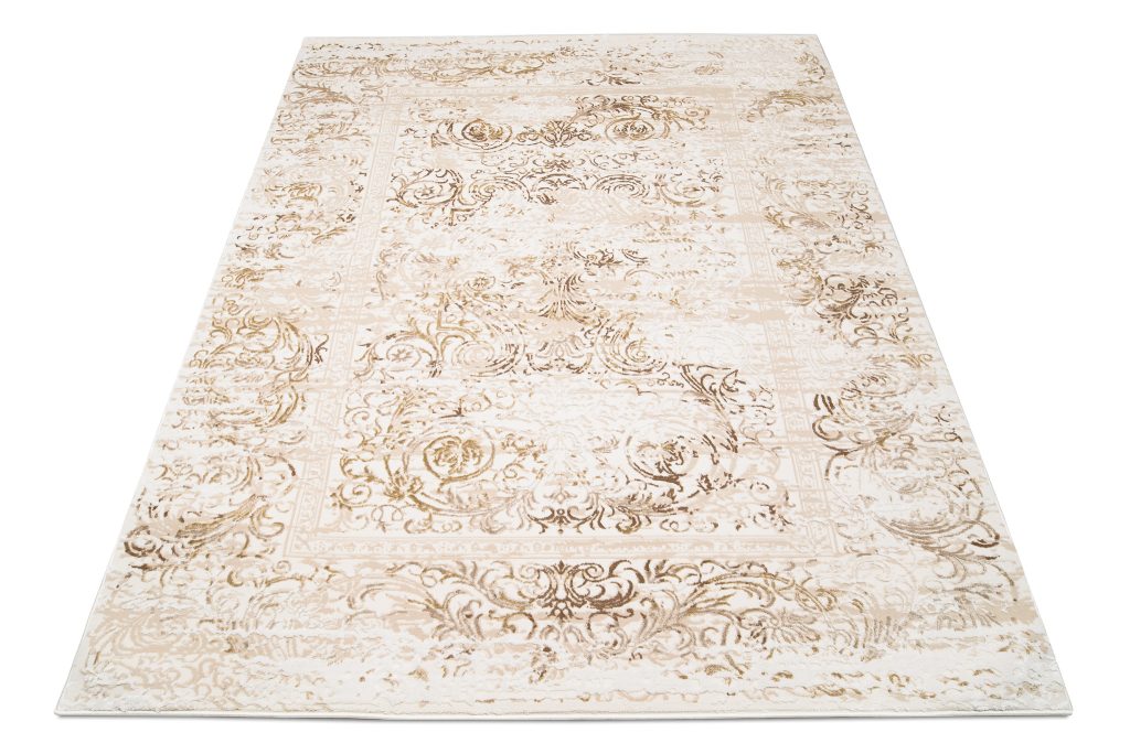 Tapis Hera Vintage Beige Crème Moucheté Effet 3D