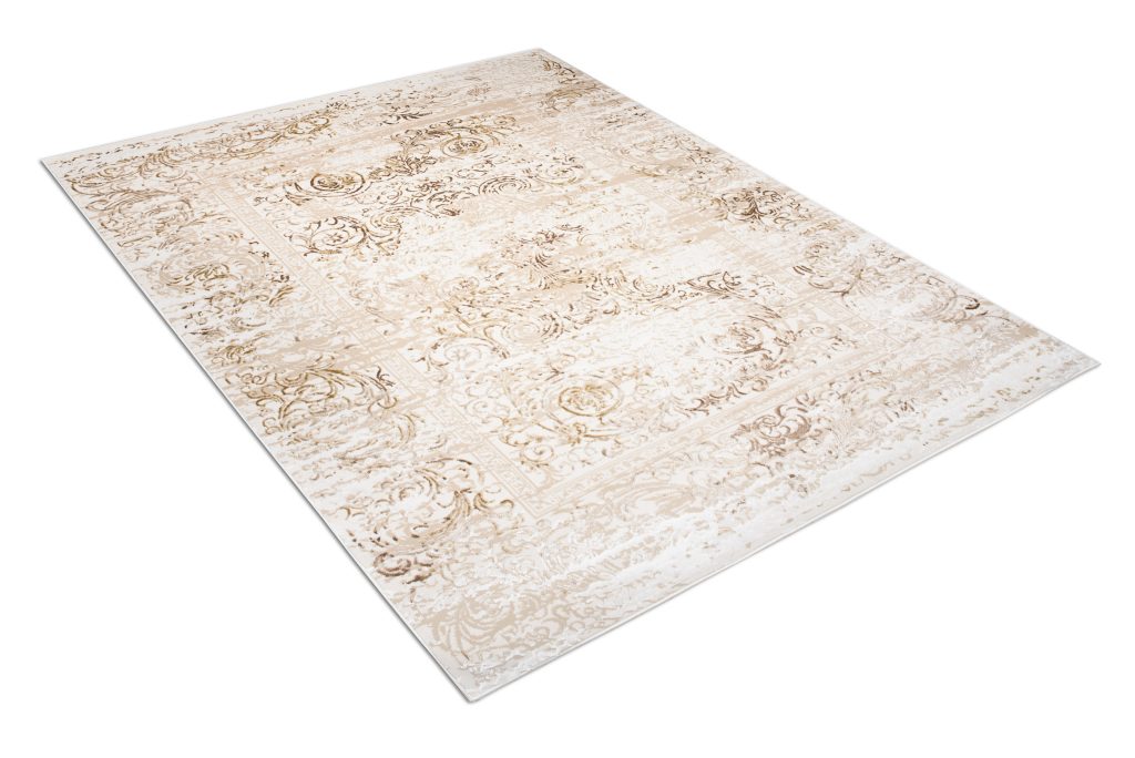 Tapis Hera Vintage Beige Crème Moucheté Effet 3D