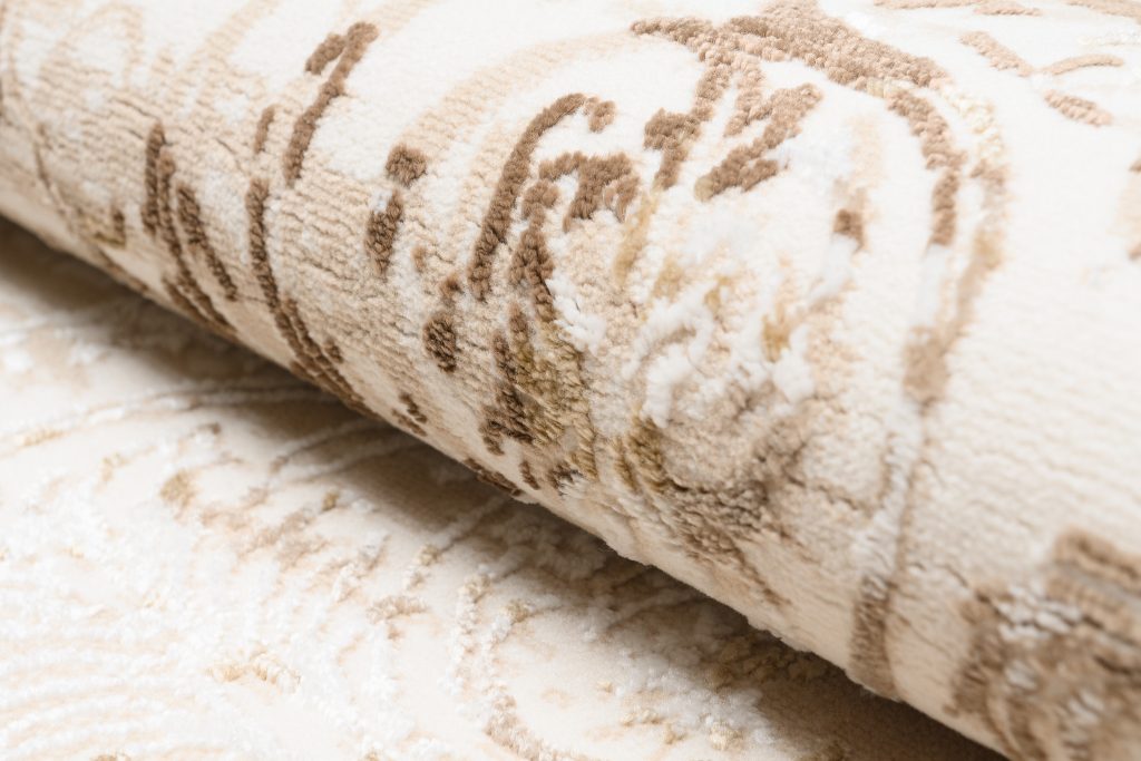 Tapis Hera Vintage Beige Crème Moucheté Effet 3D