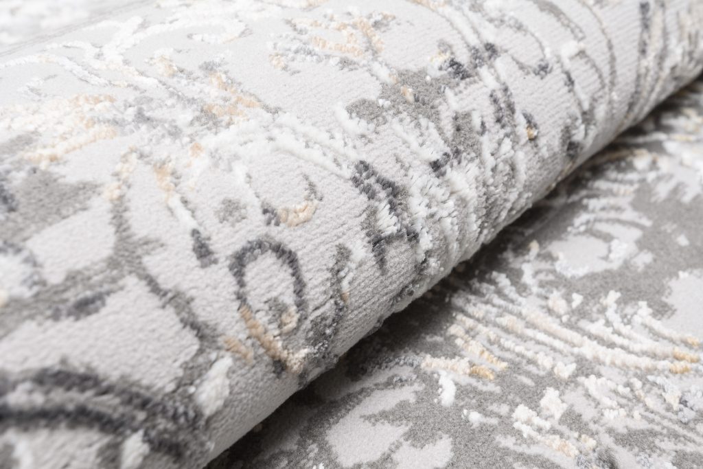 Tapis Hera Gris Crème Beige Moucheté Effet 3D