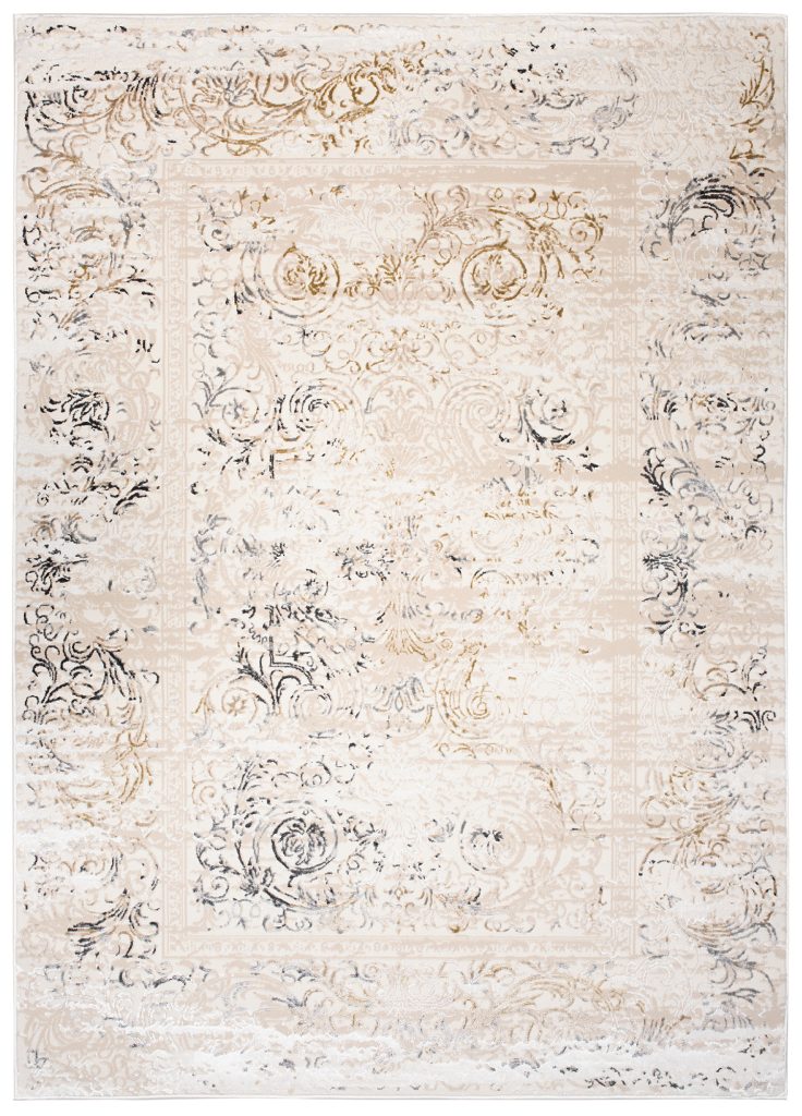 Tapis Hera Beige Crème Gris Vintage Ornamental Effet 3D