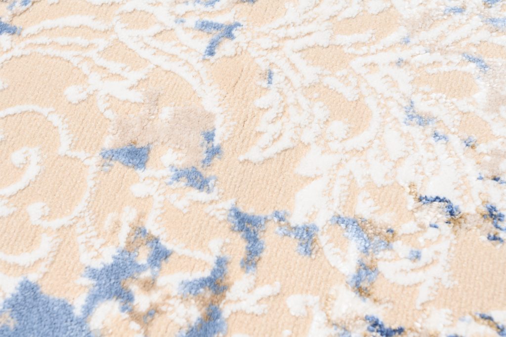 Tapis Hera Crème Beige Bleu Marine Ornamental Effet 3D