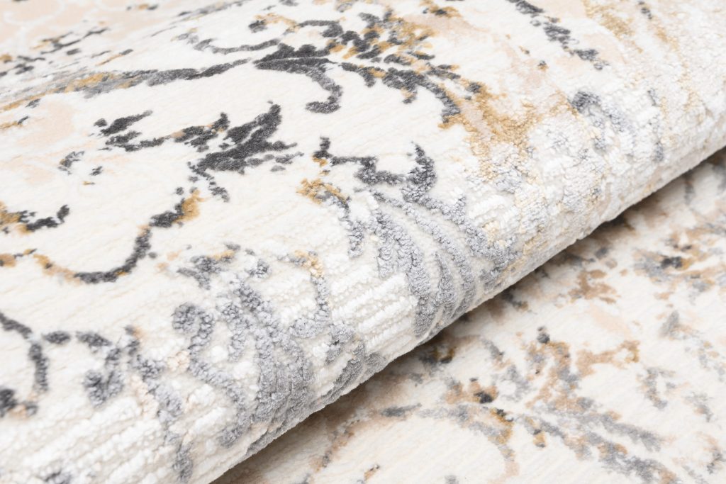 Tapis Hera Crème Beige Gris Ornamental Effet 3D