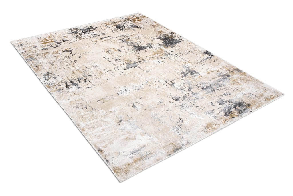 Tapis Hera Crème Beige Foncé Gris Moucheté Effet 3D
