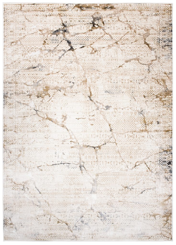 Tapis Hera Crème Beige Gris Ethnique Effet 3D