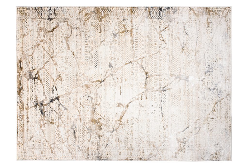 Tapis Hera Crème Beige Gris Ethnique Effet 3D
