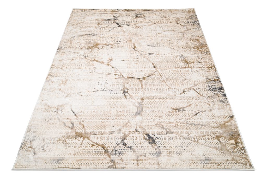 Tapis Hera Crème Beige Gris Ethnique Effet 3D