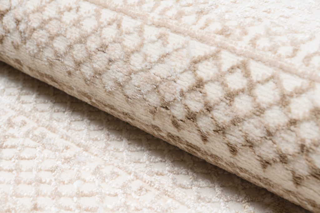 Tapis Hera Crème Beige Gris Ethnique Effet 3D