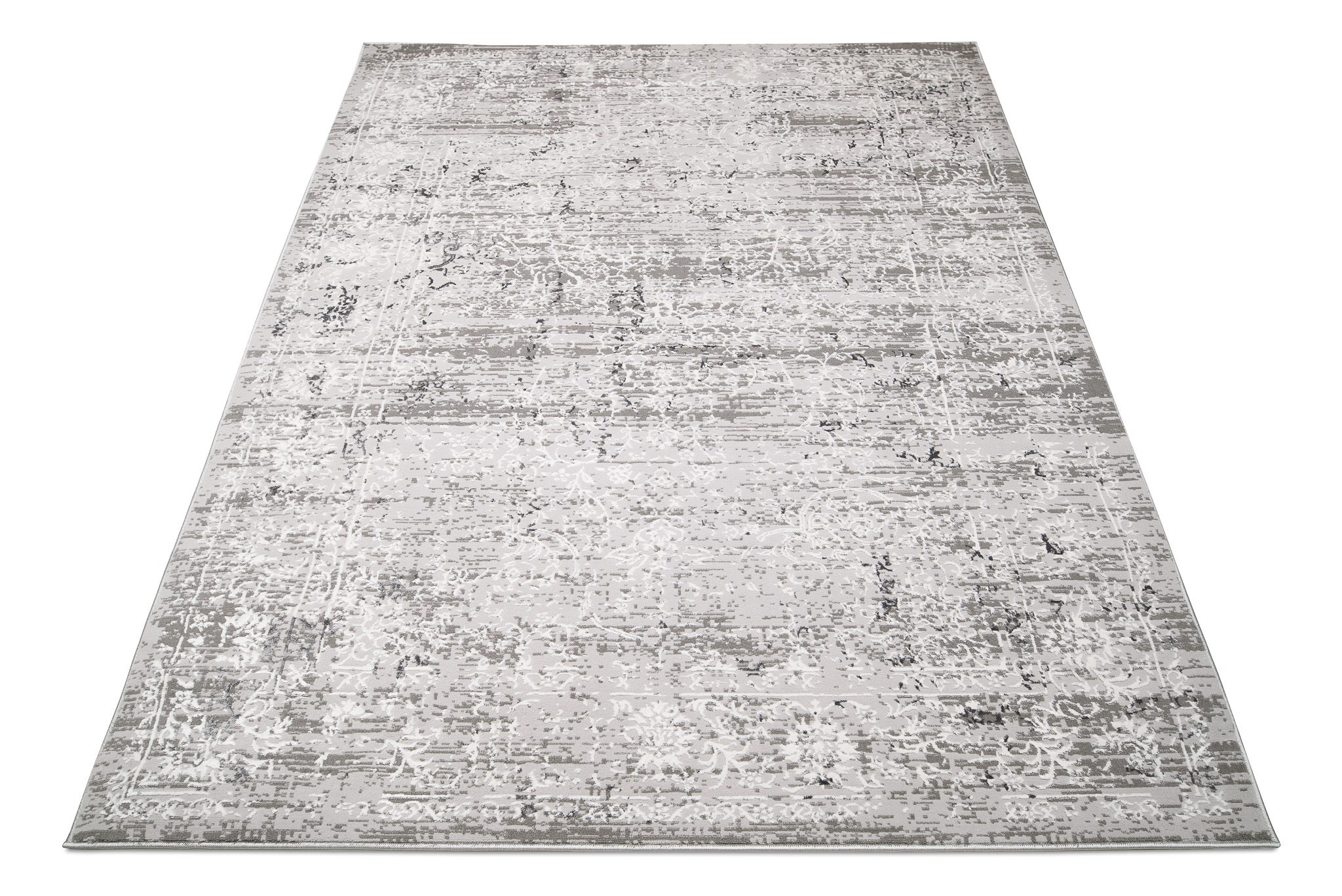 Tapis Hera Gris Foncé Crème Ornamental Effet 3D