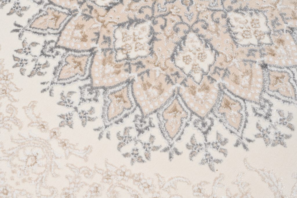 Tapis Hera Crème Beige Gris Vintage Médaillon Effet 3D