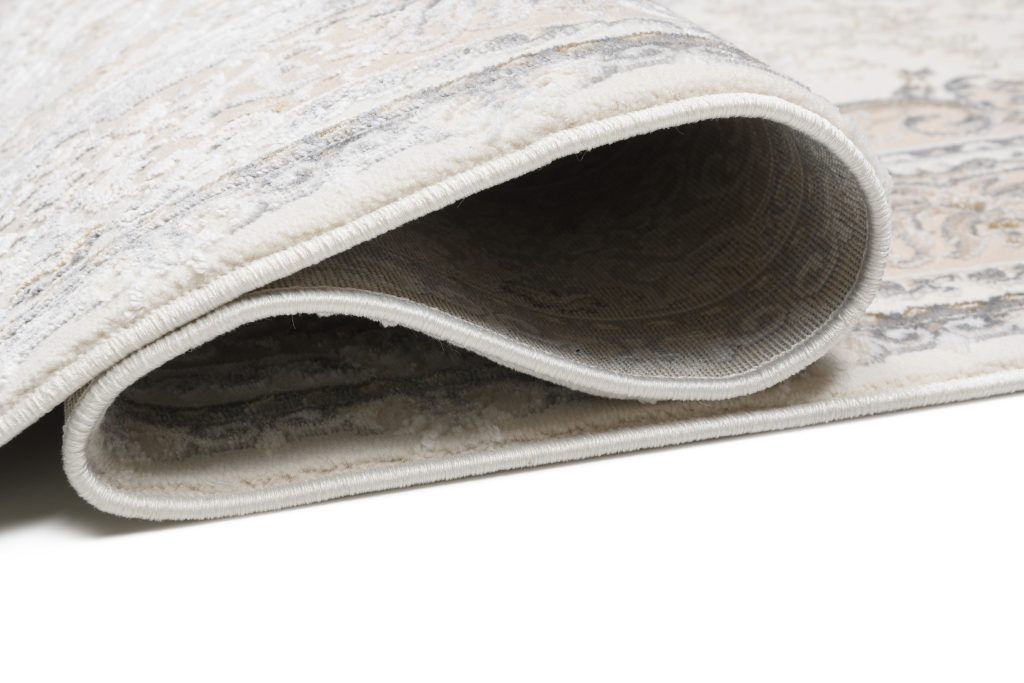 Tapis Hera Crème Beige Gris Vintage Médaillon Effet 3D