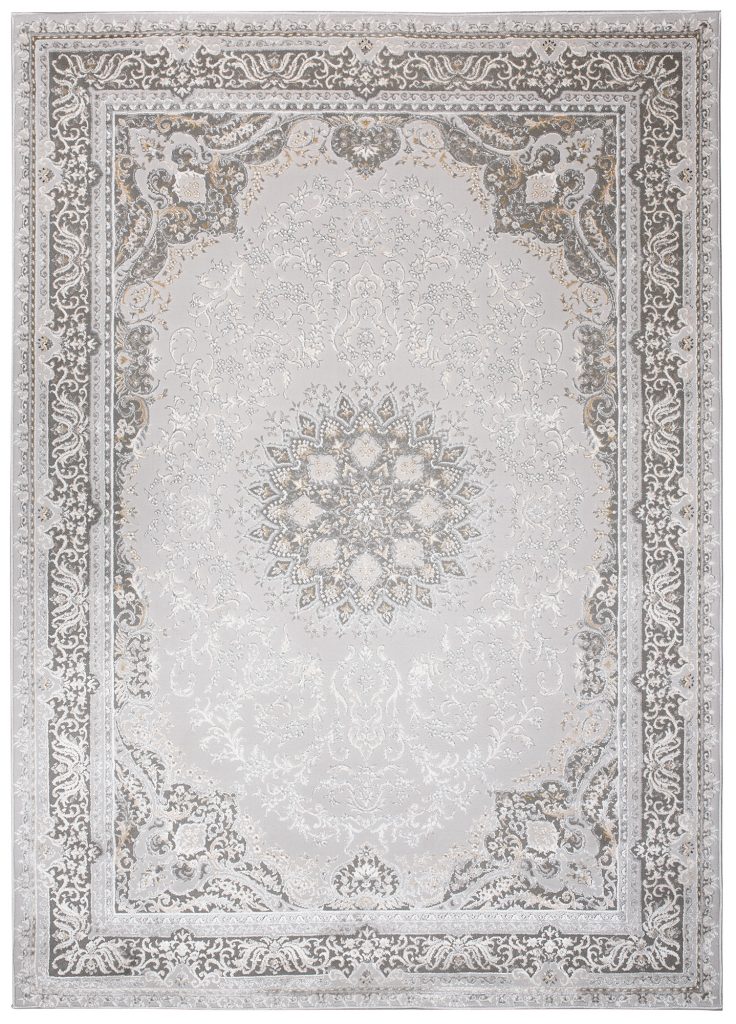 Tapis Hera Gris Beige Crème Traditionnel Effet 3D
