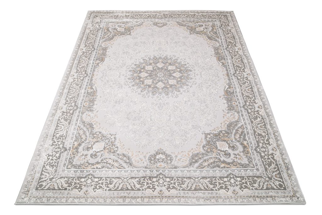 Tapis Hera Gris Beige Crème Traditionnel Effet 3D